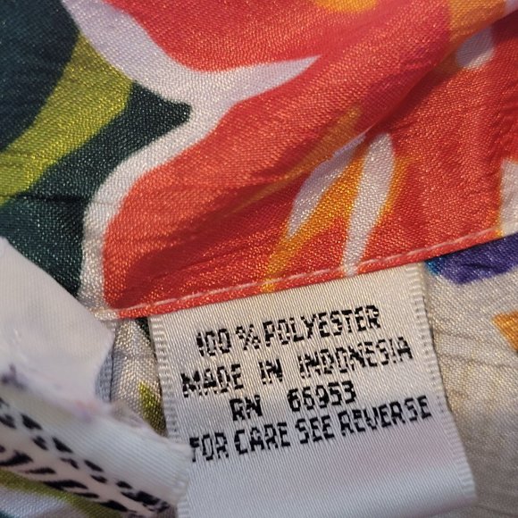 Polyester Floral Blouse Button Front Elastic Waist Leslie Fay Options Size 12 W - Picture 8 of 9